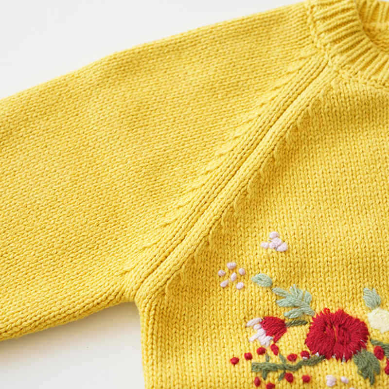 Embroidered Cartoon Rabbit Flower Knitted Cardigan Sweater