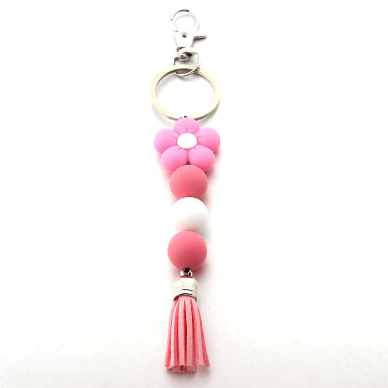 Flower Silicone Bead Keychain