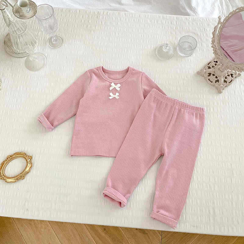 Bowknot Long Sleeve Baby Girl Home Wear Suit