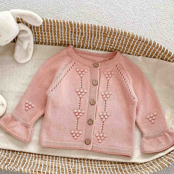 Infant Solid Color Knitted Jacquard Sweater