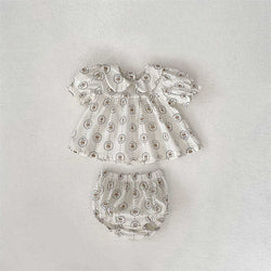 Baby Doll Collar Plaid Romper Two-piece Set