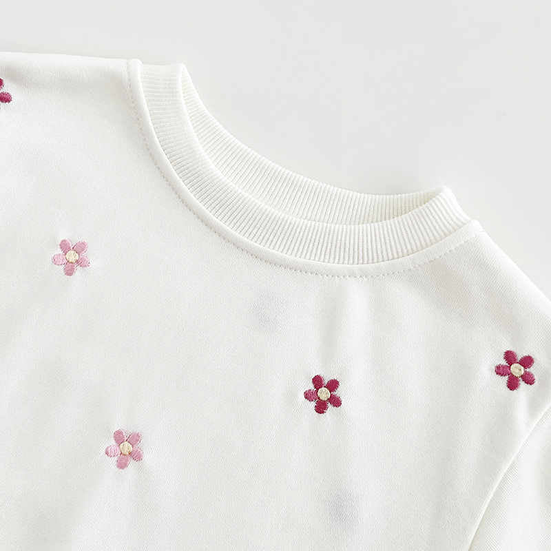 Baby Girl Flower Embroidered Sweatshirt Suit