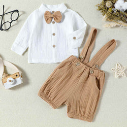 Children's Bow Tie Lapel Shirt Two-piece Suit