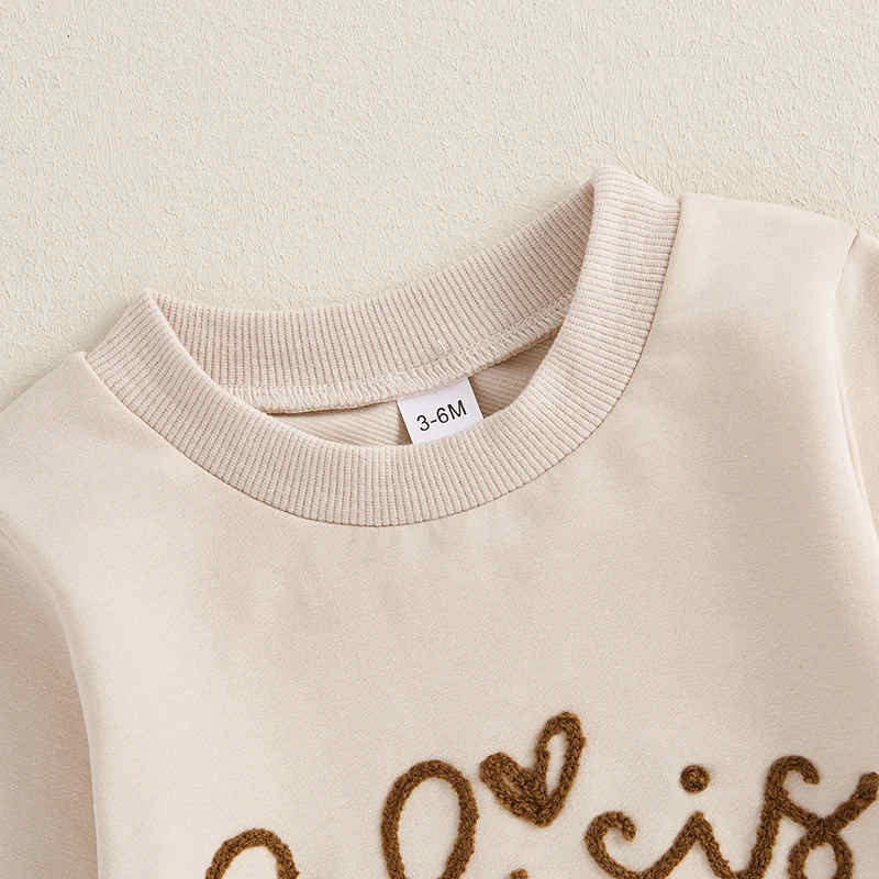 Apricot Lettering Embroidered Baby Bodysuit