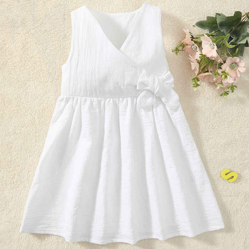 Solid Color Series Sleeveless Children's Bow Skirt