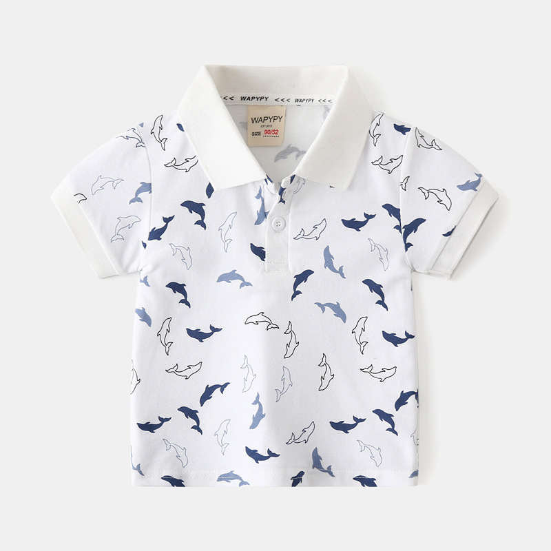 Whale Print Short Sleeve T-shirt for Kids