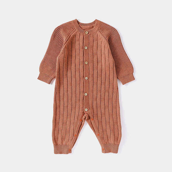 Knitted Solid Color Sweater Baby Jumpsuit