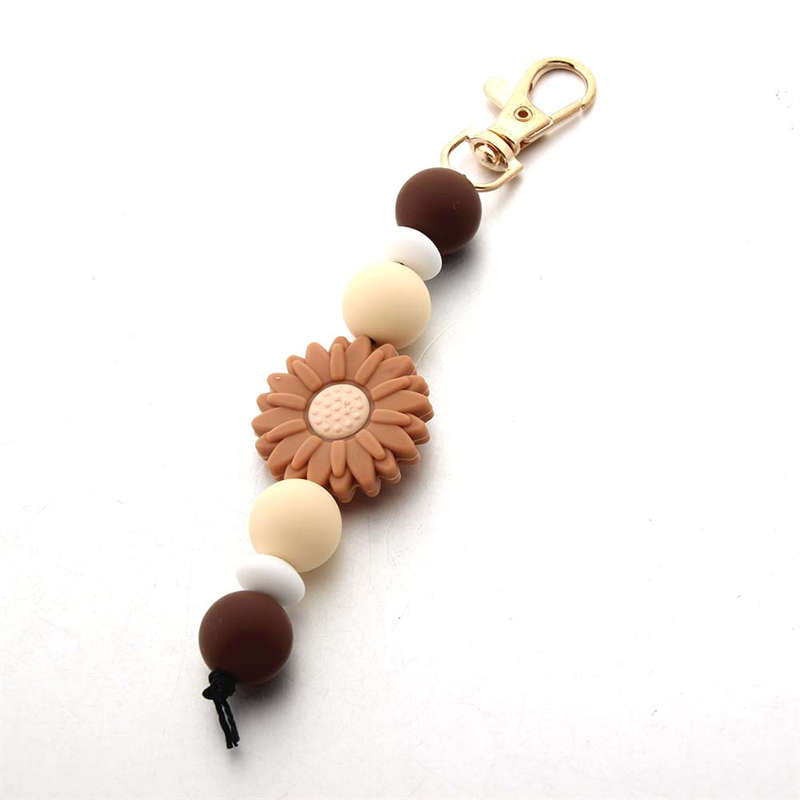 Flower Silicone Bead Keychain Car Keys Purse for Women