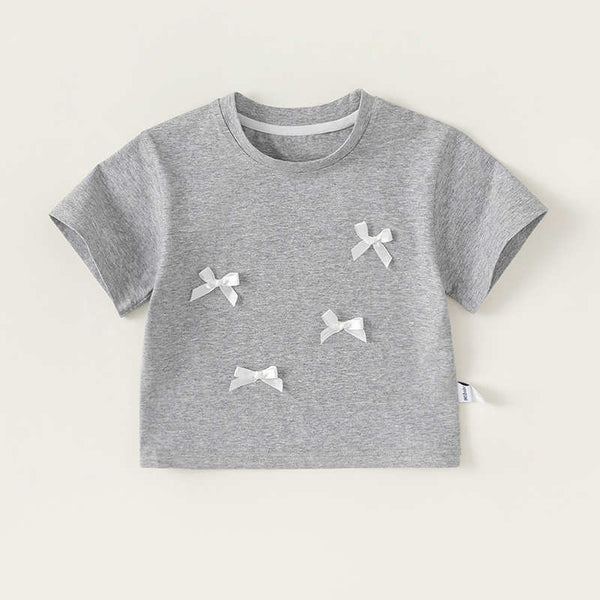 Bow Solid Color Girls T-shirt