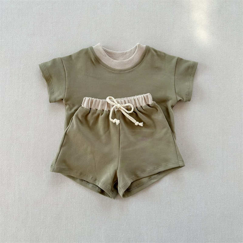 Solid Color Short-sleeved Baggy Suit for Kids