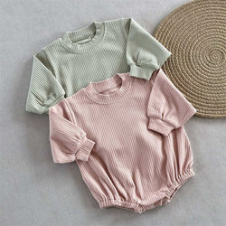 Solid Color Baby Ribbed Triangle Crawl Suit