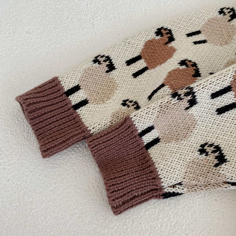 Male and Female Baby Lamb V-neck Sweater Cardigan