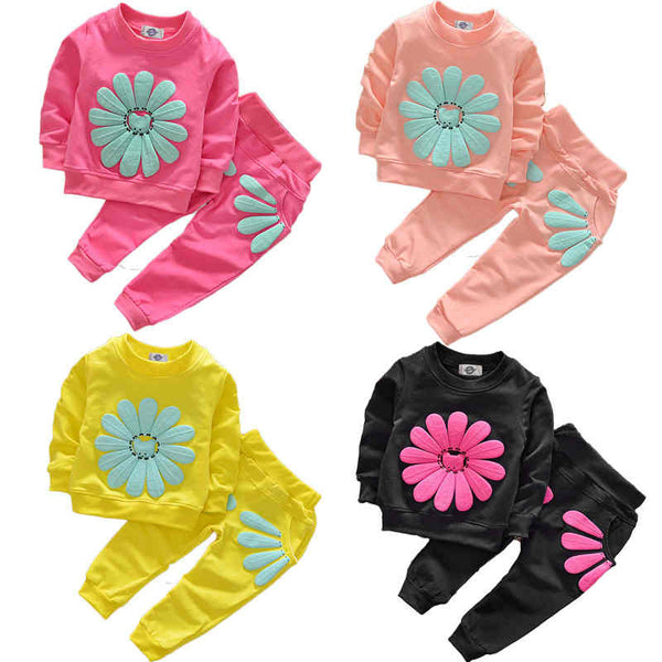 Flower Long-sleeved Children's Two-piece Set