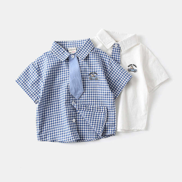 Plaid Short-sleeved Shirt for Kids