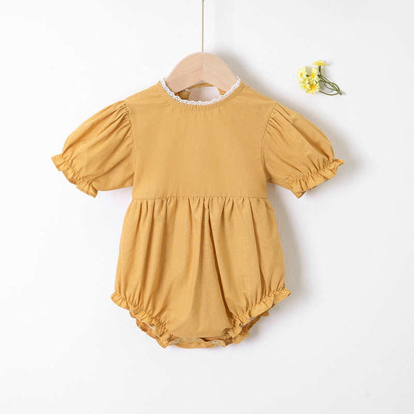 Lacework Solid Color Crawl Clothes