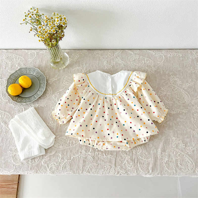 Apricot Embroidered Flower Baby Bodysuit