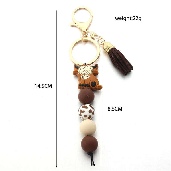 Cow Bead Keychain for Backpack Car Keys