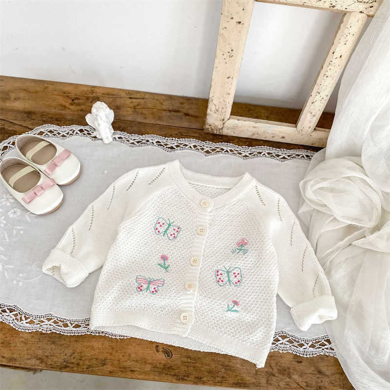 Butterfly and Flower Embroidered Cardigan Sweater