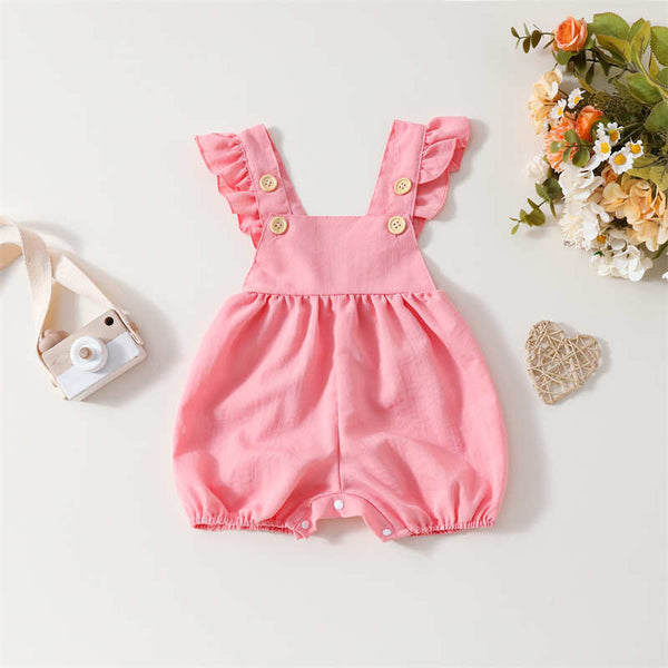 Baby Solid Color Sleeveless Short Crawling Suit