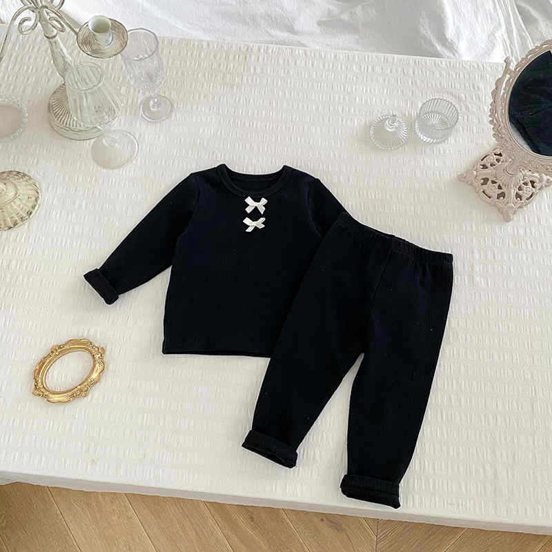 Bowknot Long Sleeve Baby Girl Home Wear Suit