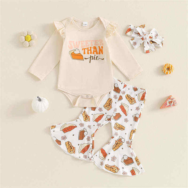 Bell-bottom Pumpkin Print Long-sleeved Halloween Suit