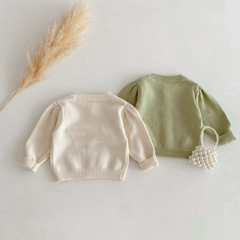 Baby and Toddler Embroidered Flower Knitted Sweater