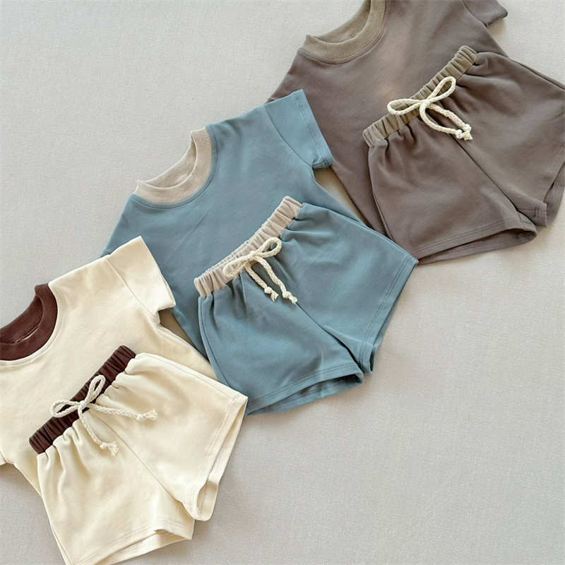 Solid Color Short-sleeved Baggy Suit for Kids