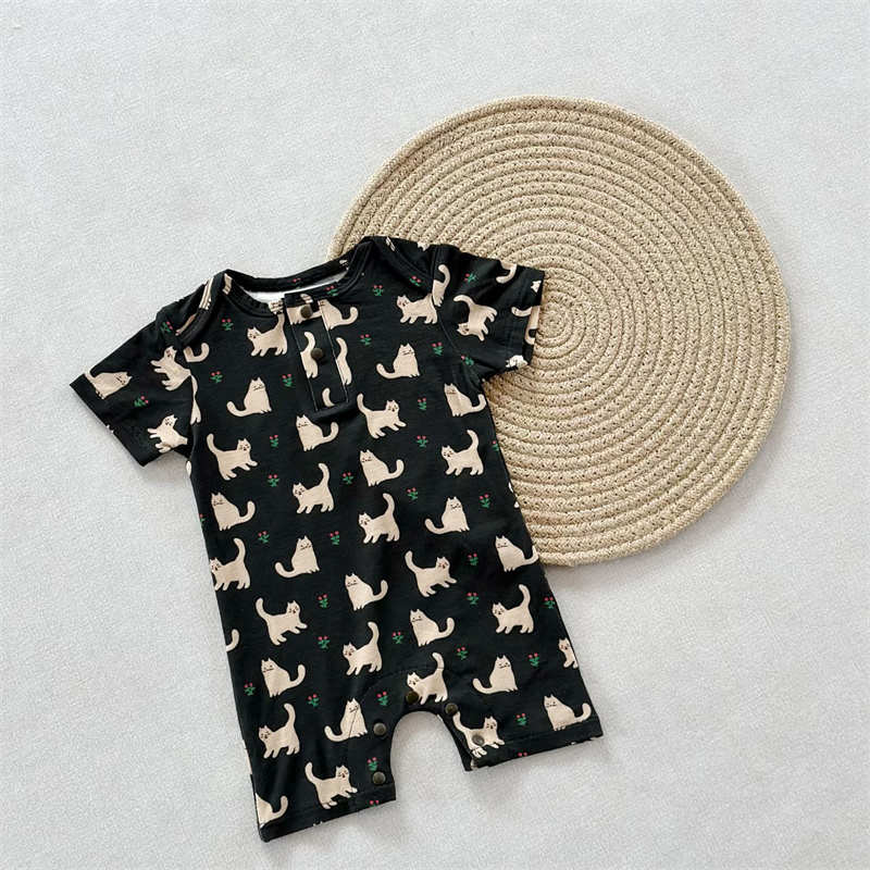 Baby Animal Print Short Sleeve Crawl Suit