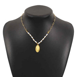 Cross Pearl Splice Folding Collarbone Chain