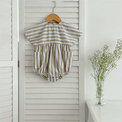 Striped Girls Romper with Pockets