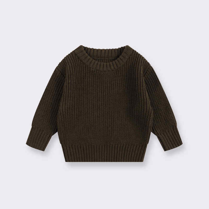 Solid Color Crew Neck Sweater for Boys and Girls