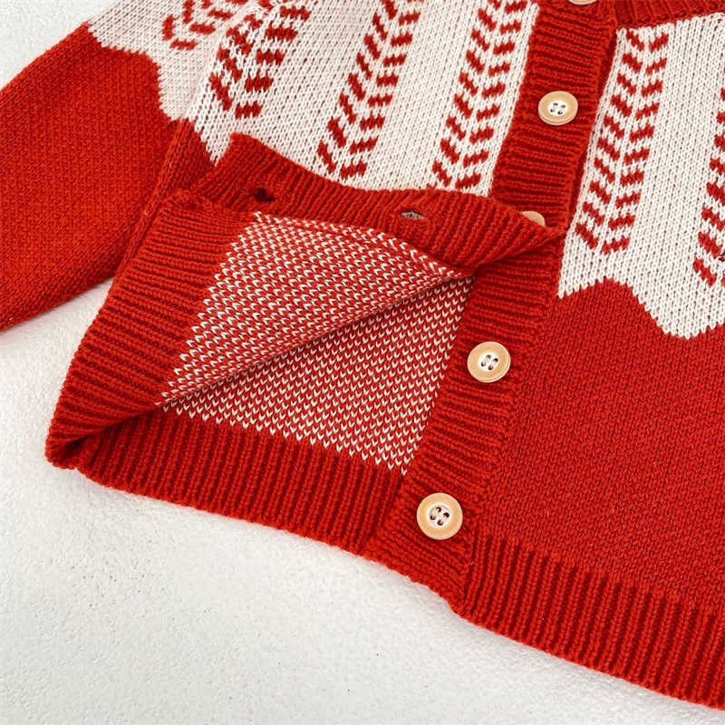 Red Jacquard Sweater for Babies