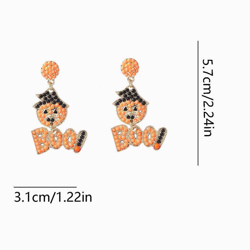 Cartoon Letter Pumpkin Head Halloween Earrings