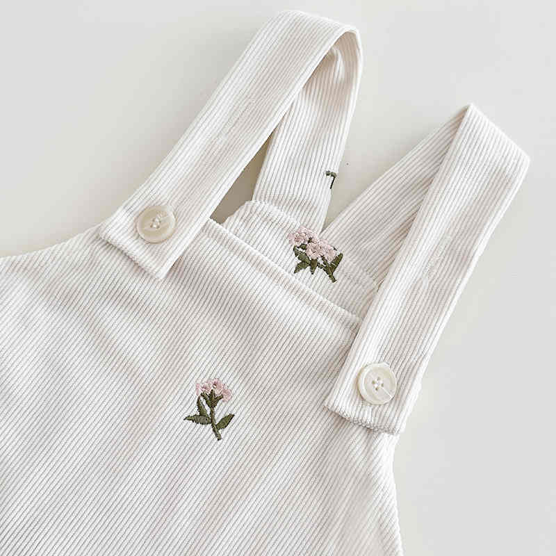 Corduroy Flower Embroidery Baby Girl Overall Skirt