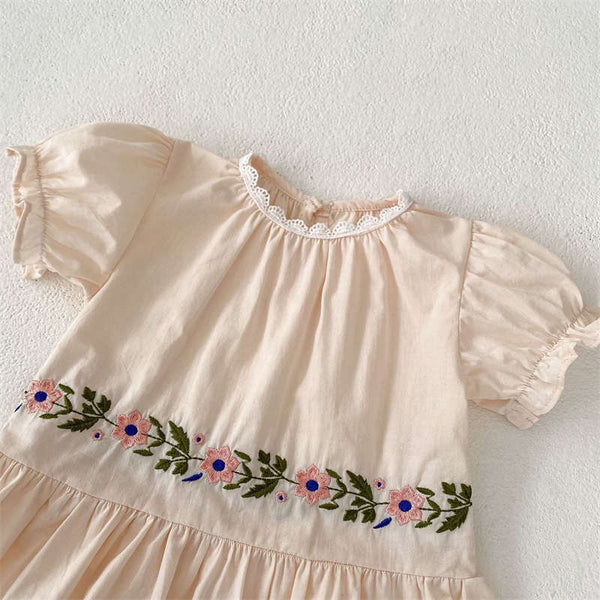 Round Neck Embroidered Shirt and Shorts Suit