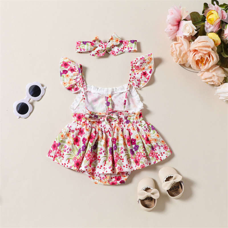 Baby Flower Flying Sleeve Crawling Suit