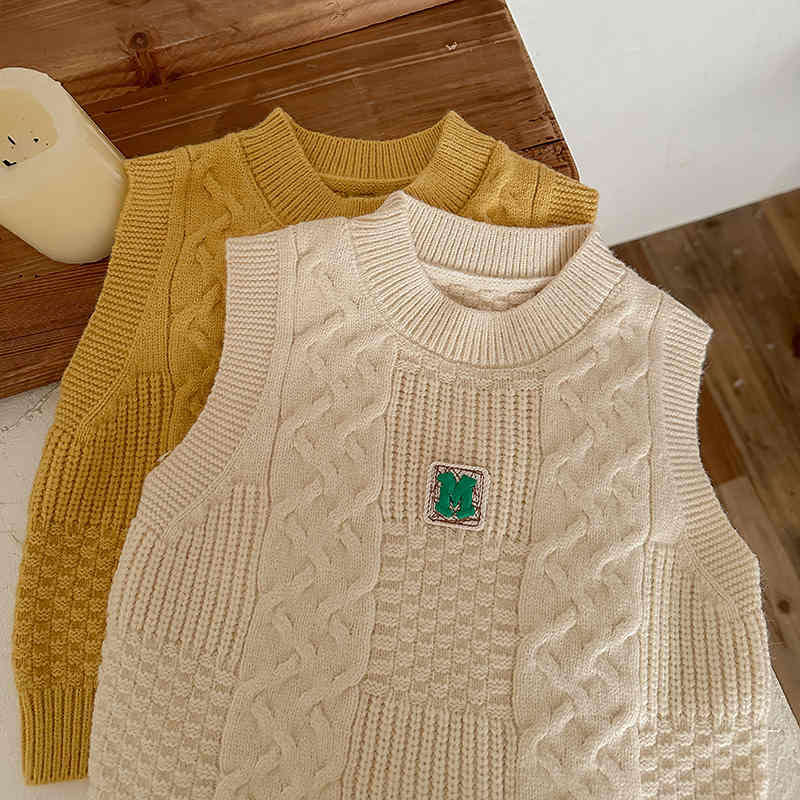 Solid Color Children's Knitted Vest Sweater