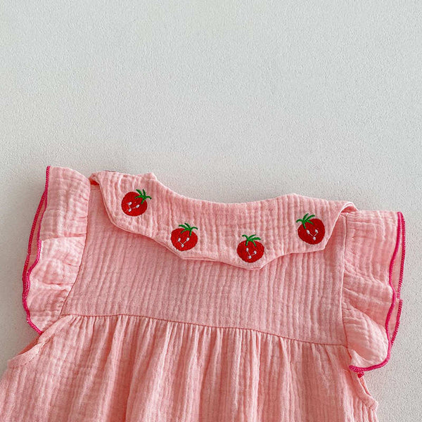 Pink Strawberry Bow Romper