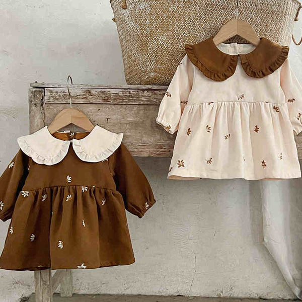 Contrast Lapel Infant and Toddler Dress