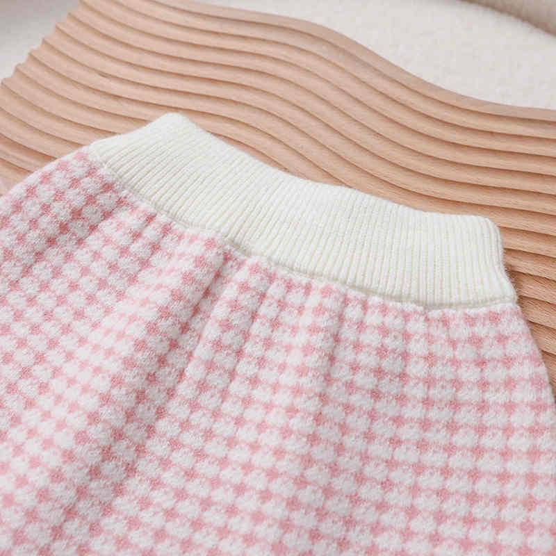 Sweater Skirt Bow Knitted Girls Two Piece Suit