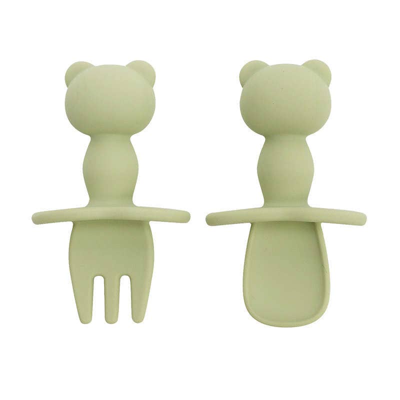 Baby Cartoon Silicone Spoon Fork Set