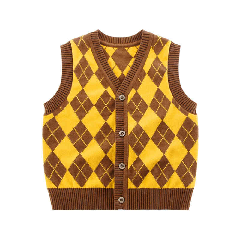 Vest V-neck Plaid Button-down Vest Children's Sweater