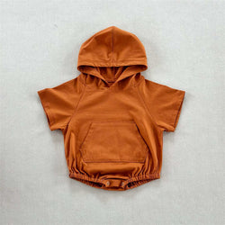 Baby Solid Color Hooded Loose Crawl Suit