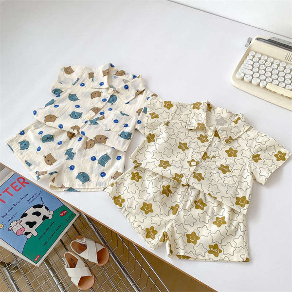 Two-piece Star Kitten Lapel Shirt for Baby Boys