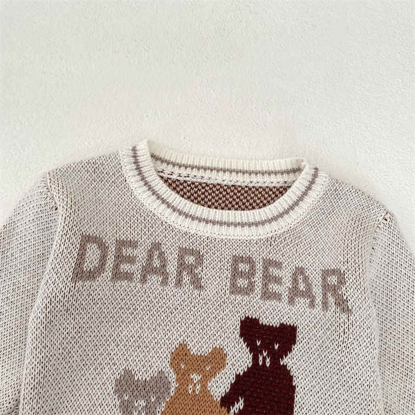 Bear Jacquard Crew Neck Knitted Sweater