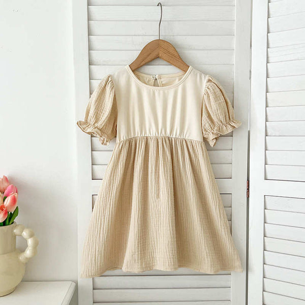 Apricot Patchwork Girls Dress