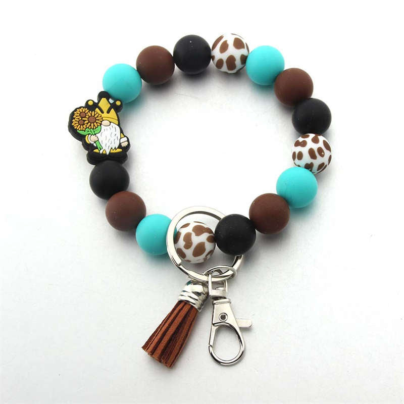 Girls Cow Keychain Bracelet Wristlet