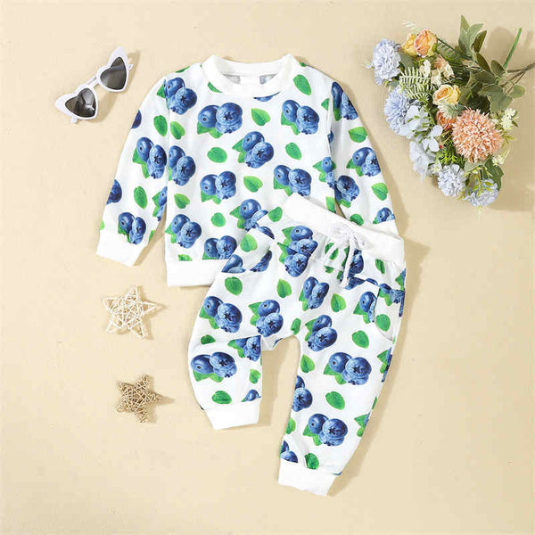 Infant and Toddler Blueberry Print Two-piece Clothing Set