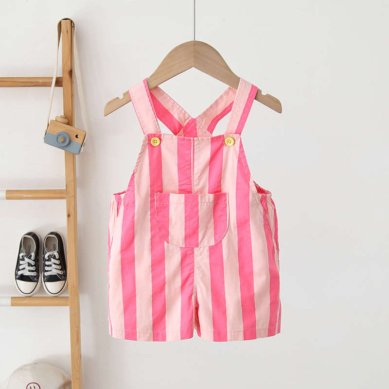 Striped Print Overalls for Boys and Girls