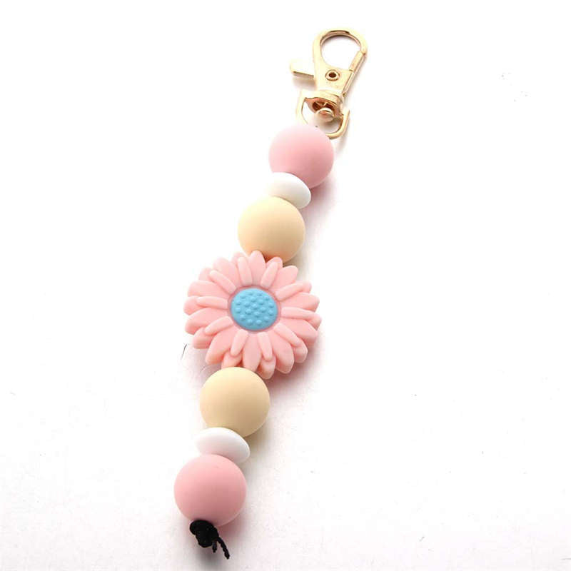 Flower Silicone Bead Keychain Car Keys Purse for Women